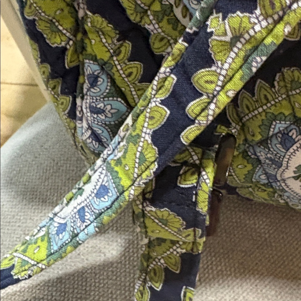 Vera Bradley Quilted Mini Backpack Purse Green Navy Blue - Picture 10 of 11